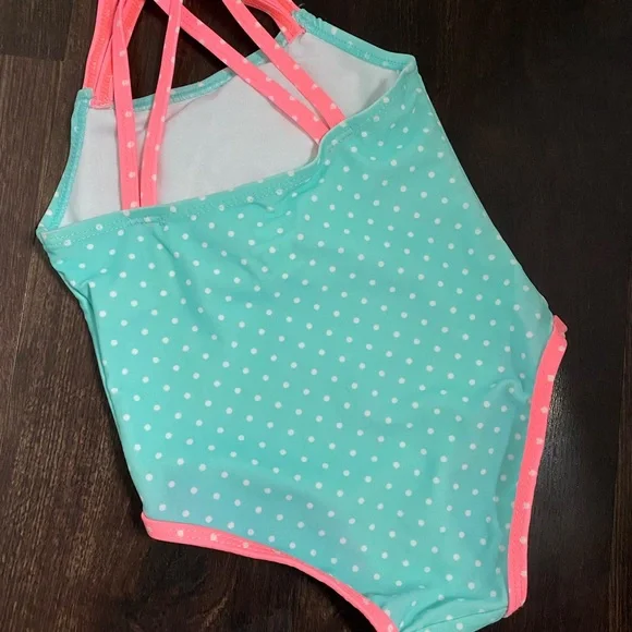 🌸🌸 Cute Turquoise Polka Dot Swimsuit with Pin…